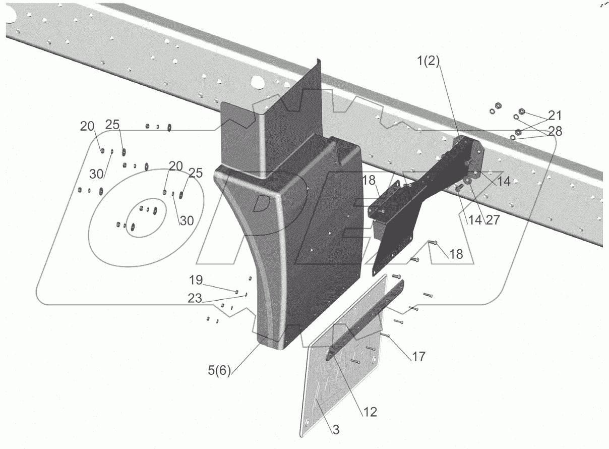  Установка брызговиков передних колес