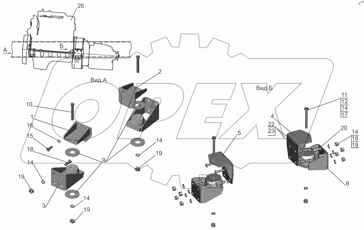  Крепление двигателя