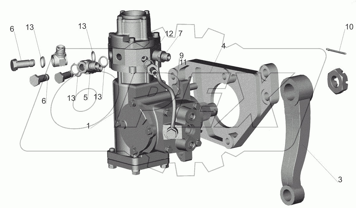  Рулевой механизм с кронштейном 544019-3400006