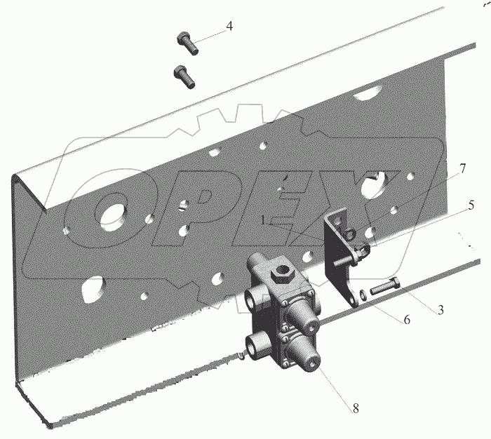  Крепление четырехконтурного клапана 544019-3515002