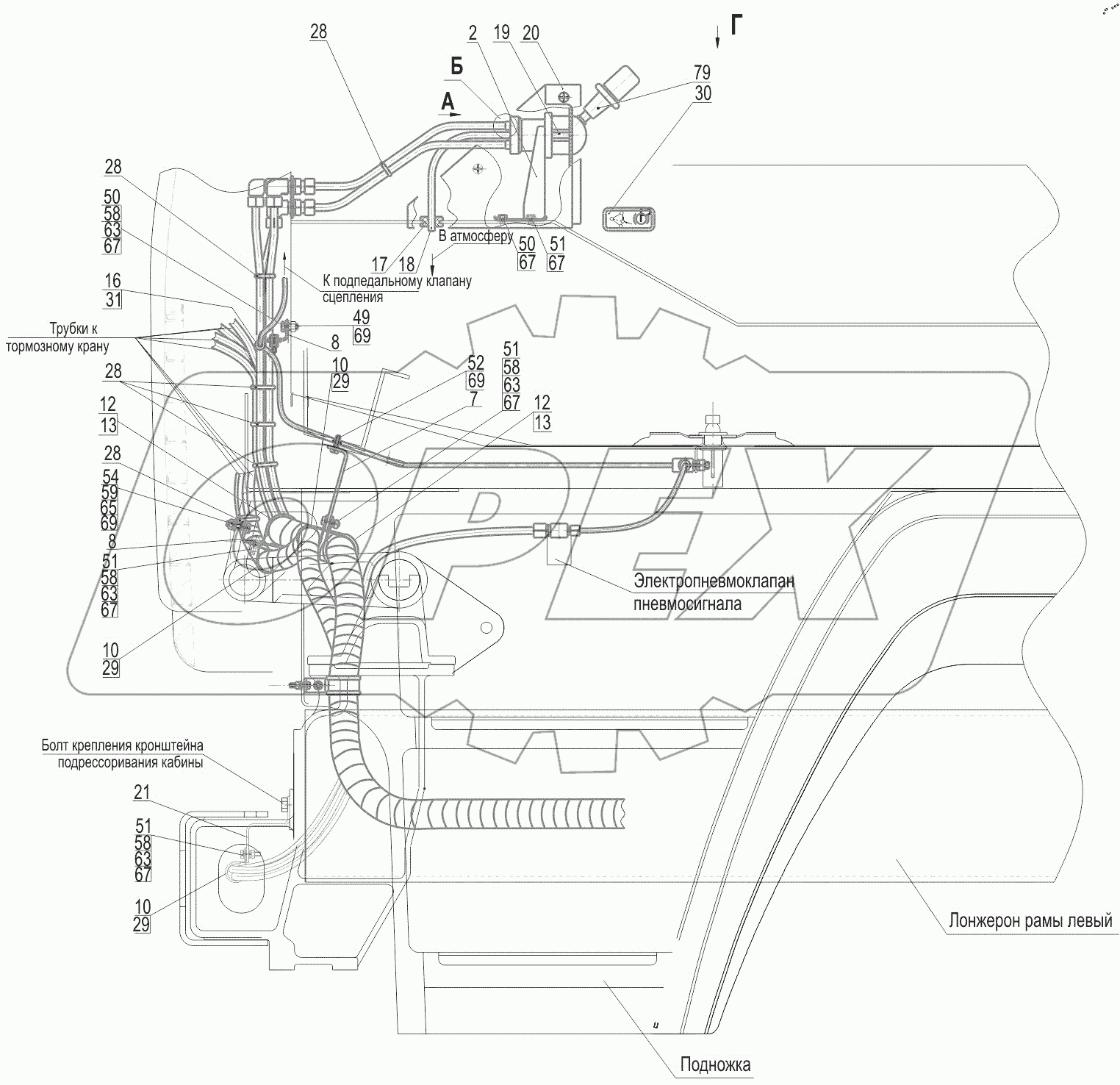  Привод стояночного тормоза 544019-3537006