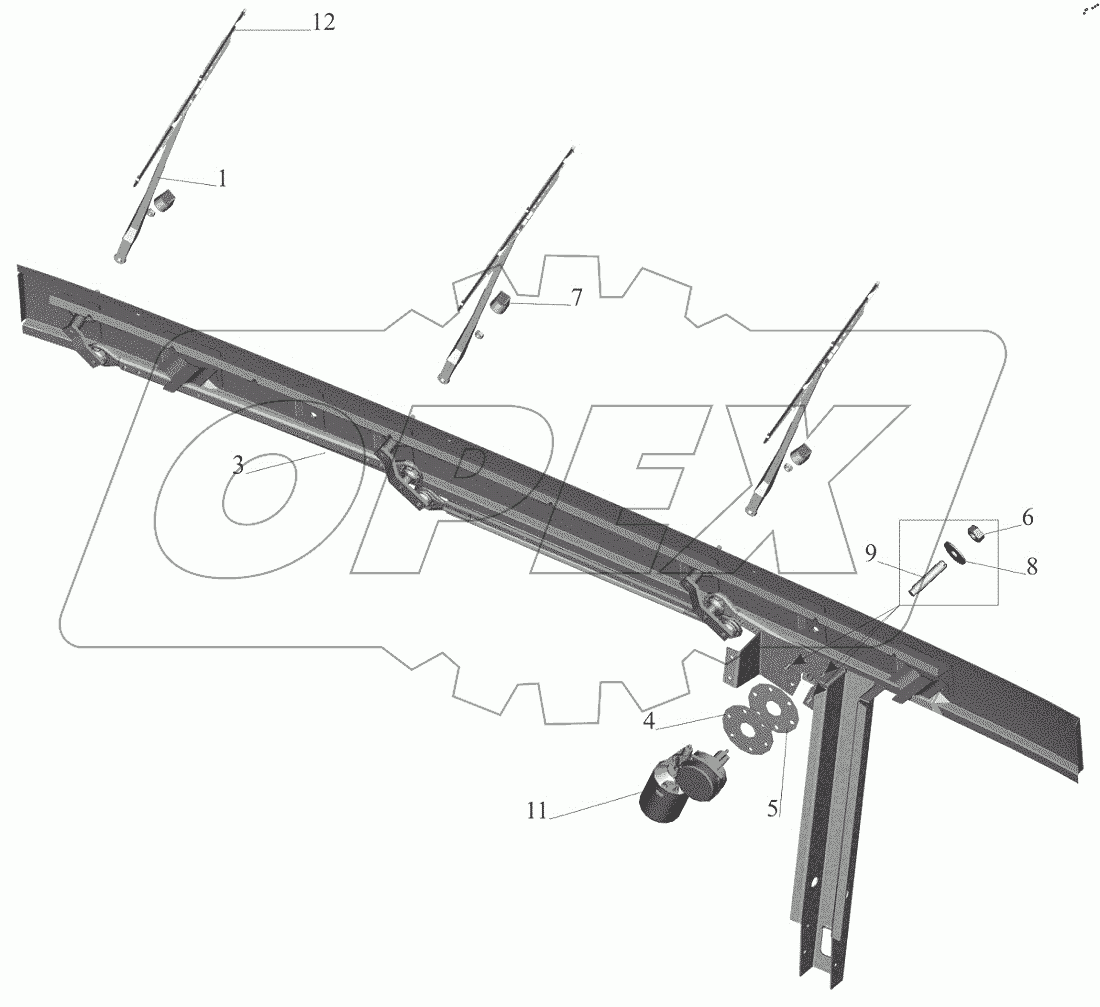  Установка стеклоочистителя 6430-3700041-001