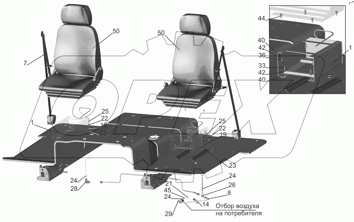  Установка и пневмопитание сидений 544069-6800006