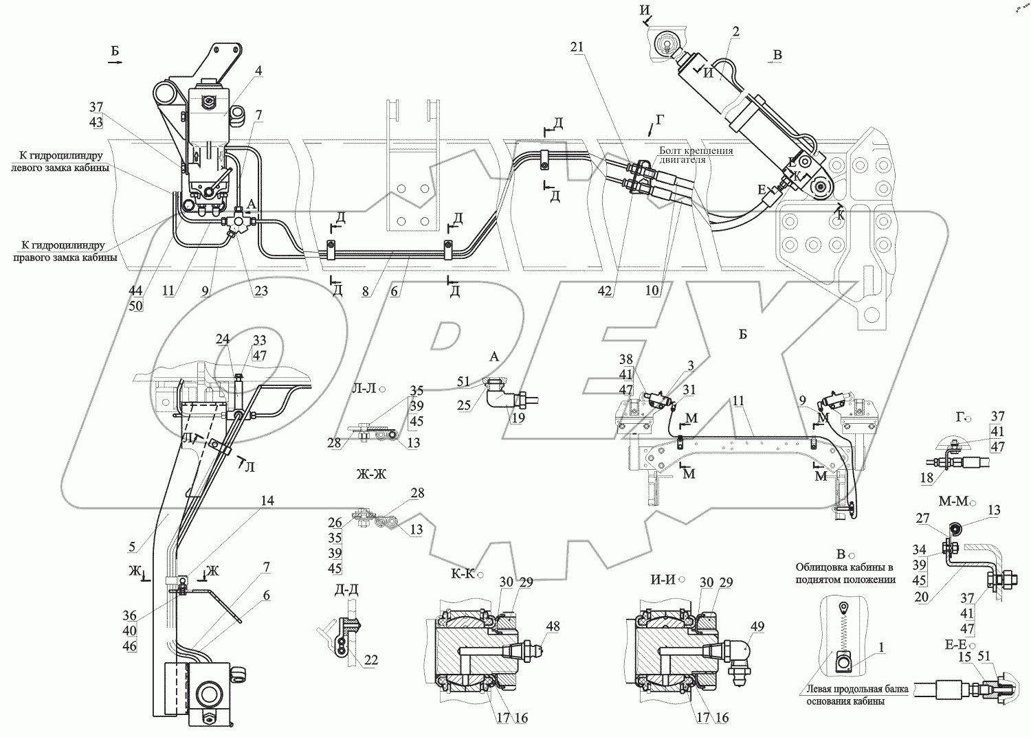  Установка механизма подъема кабины 544019-5000040