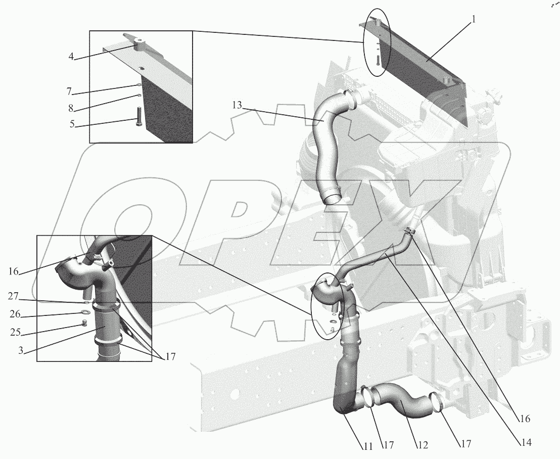  Установка системы охлаждения 544019-1300005-010