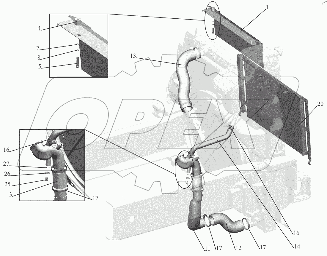  Установка системы охлаждения 544019-1300005