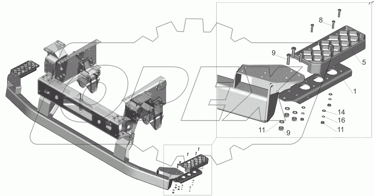  Установка нижней подножки 643019-8400016-010