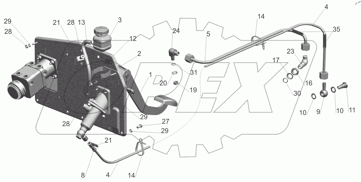  Установка механизма управления сцеплением 544019-1600005