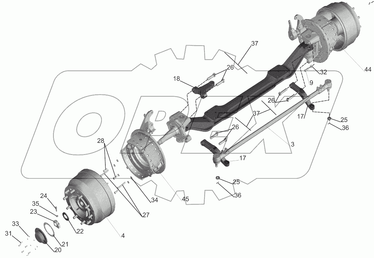  Передняя ось 544019-3000015