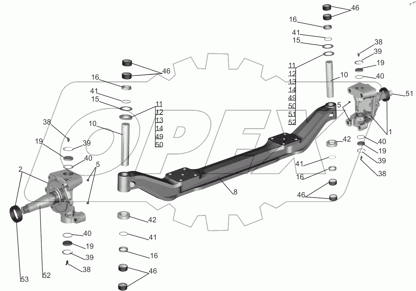  Передняя ось 544019-3000015