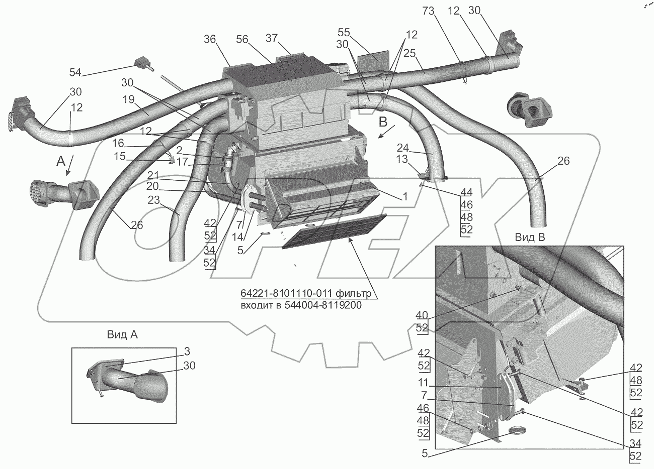  Установка отопителя 631019-8100001