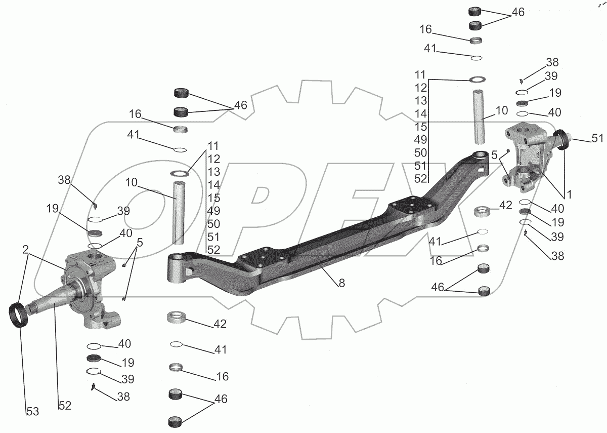  Передняя ось 544019-3000015