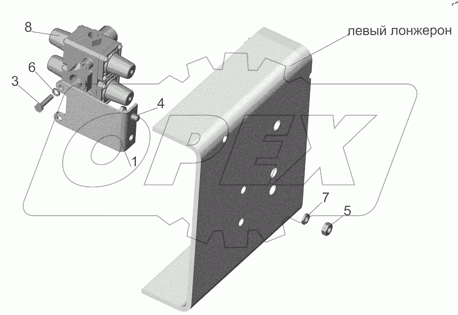  Крепление четырехконтурного клапана 650107-3515002