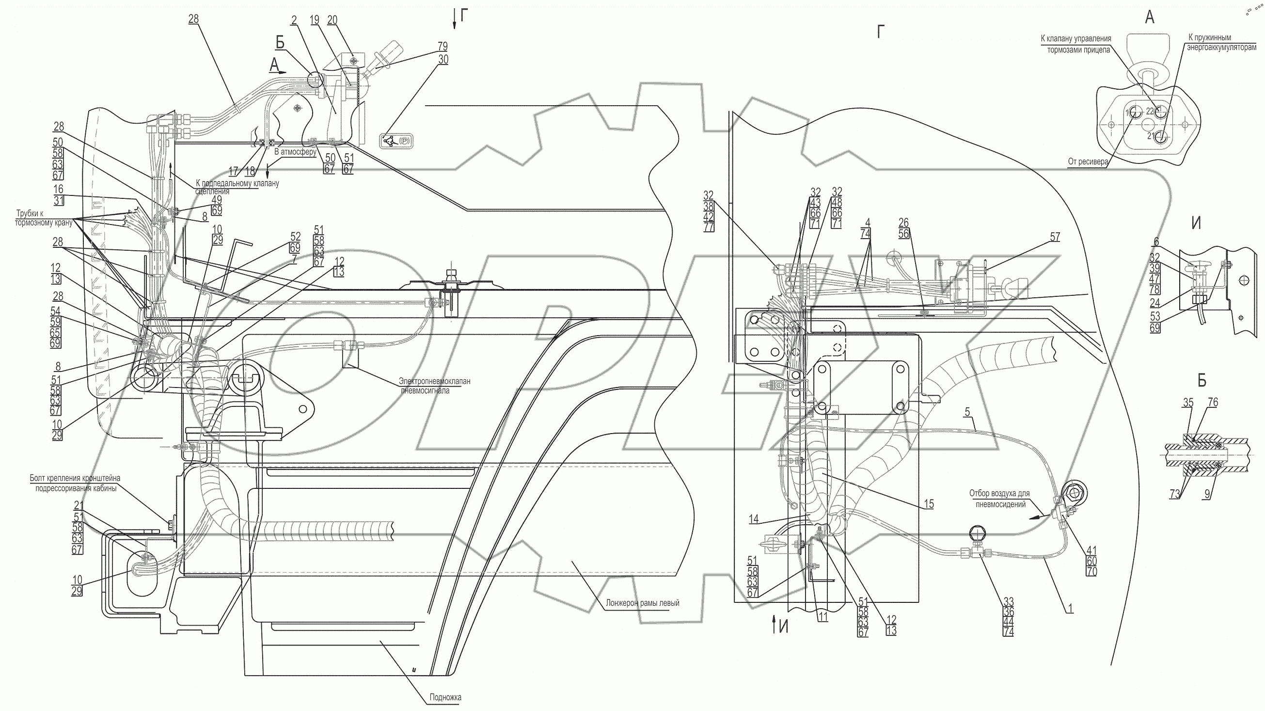  Привод стояночного тормоза 544019-3537006