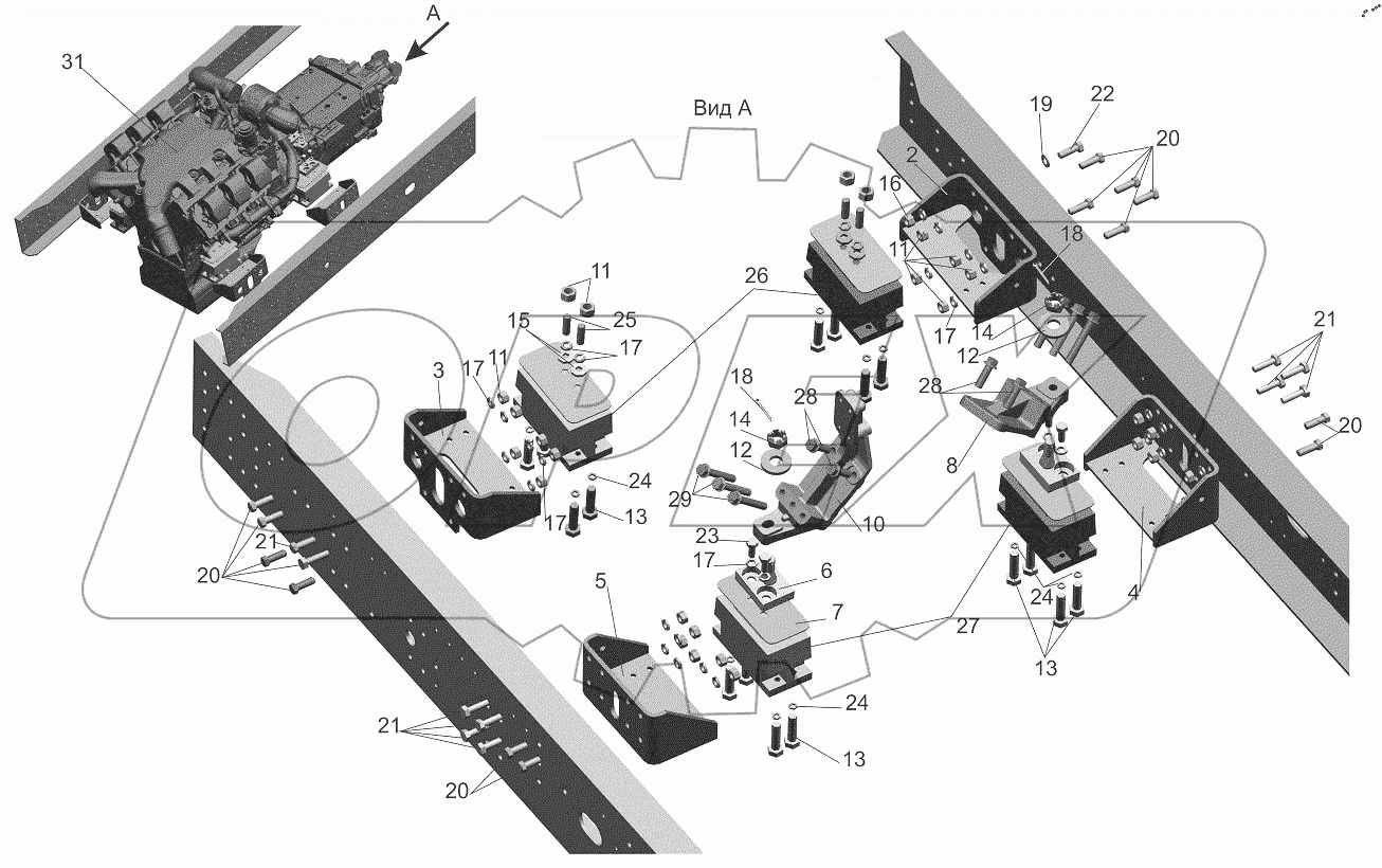  Крепление двигателя 544018-1001002, (-010)