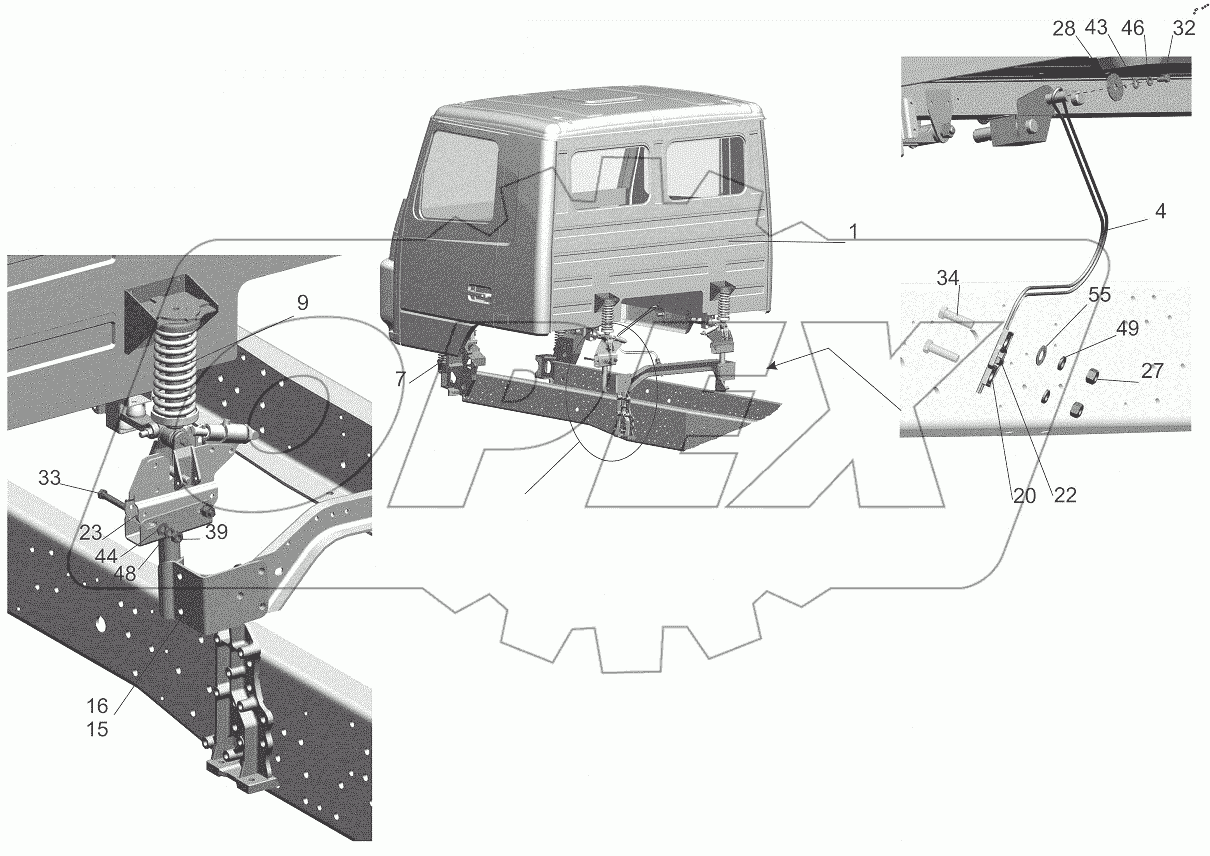  Установка кабины 544019-5000002-010