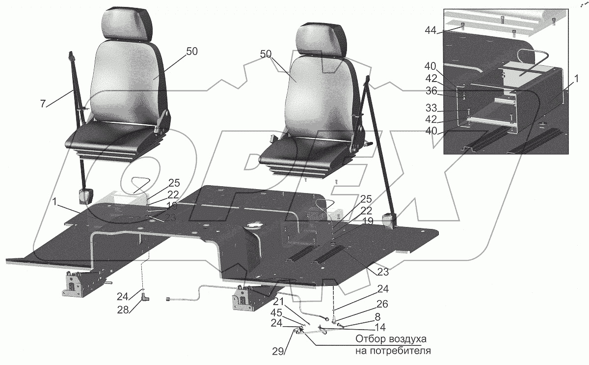  Установка и пневмопитание сидений 544069-6800006