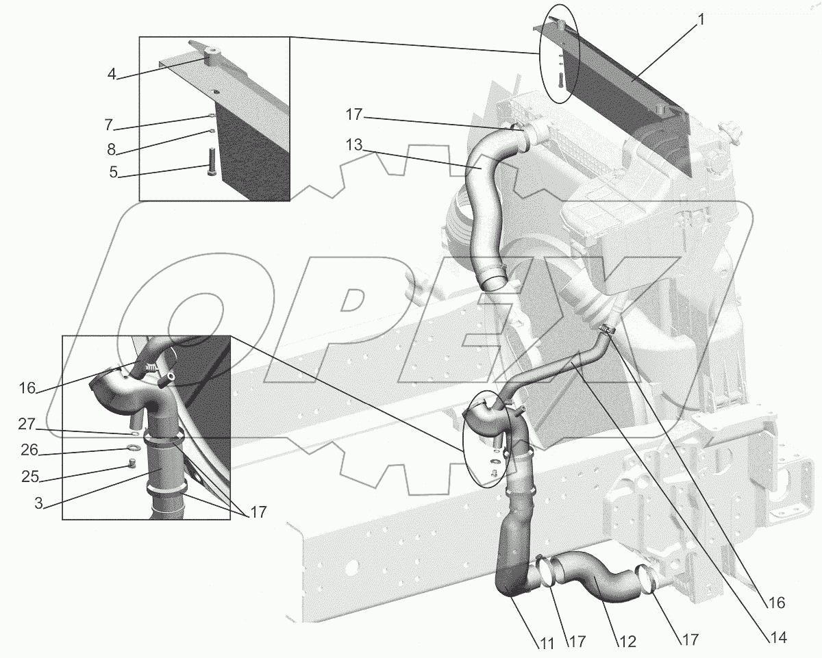  Установка системы охлаждения 544019-1300005-010