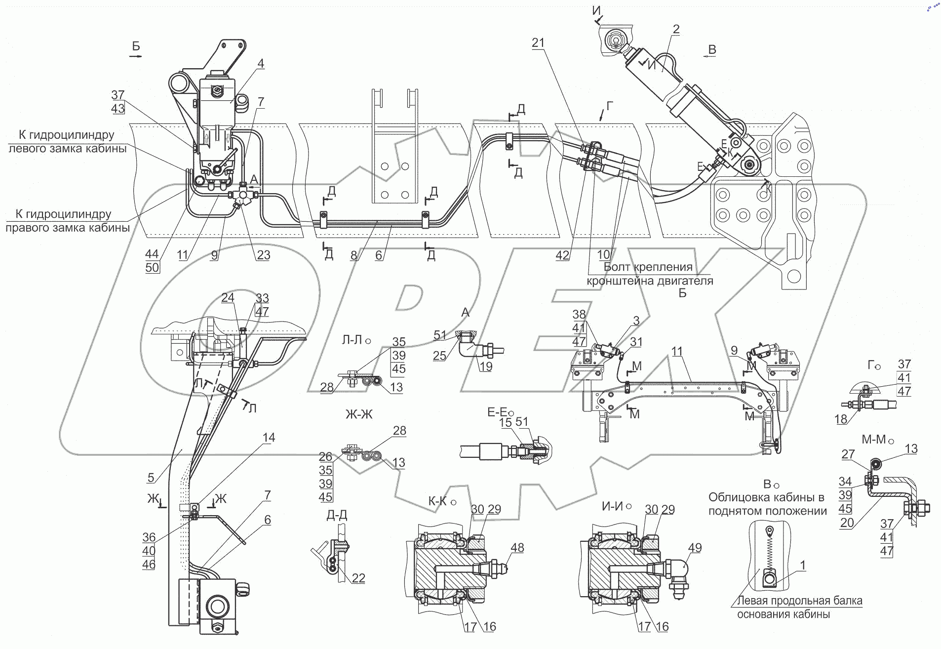  Установка механизма подъема кабины 544019-5000040