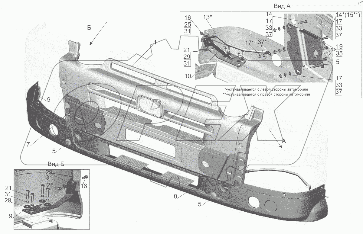  Установка переднего бампера 643019-2800003