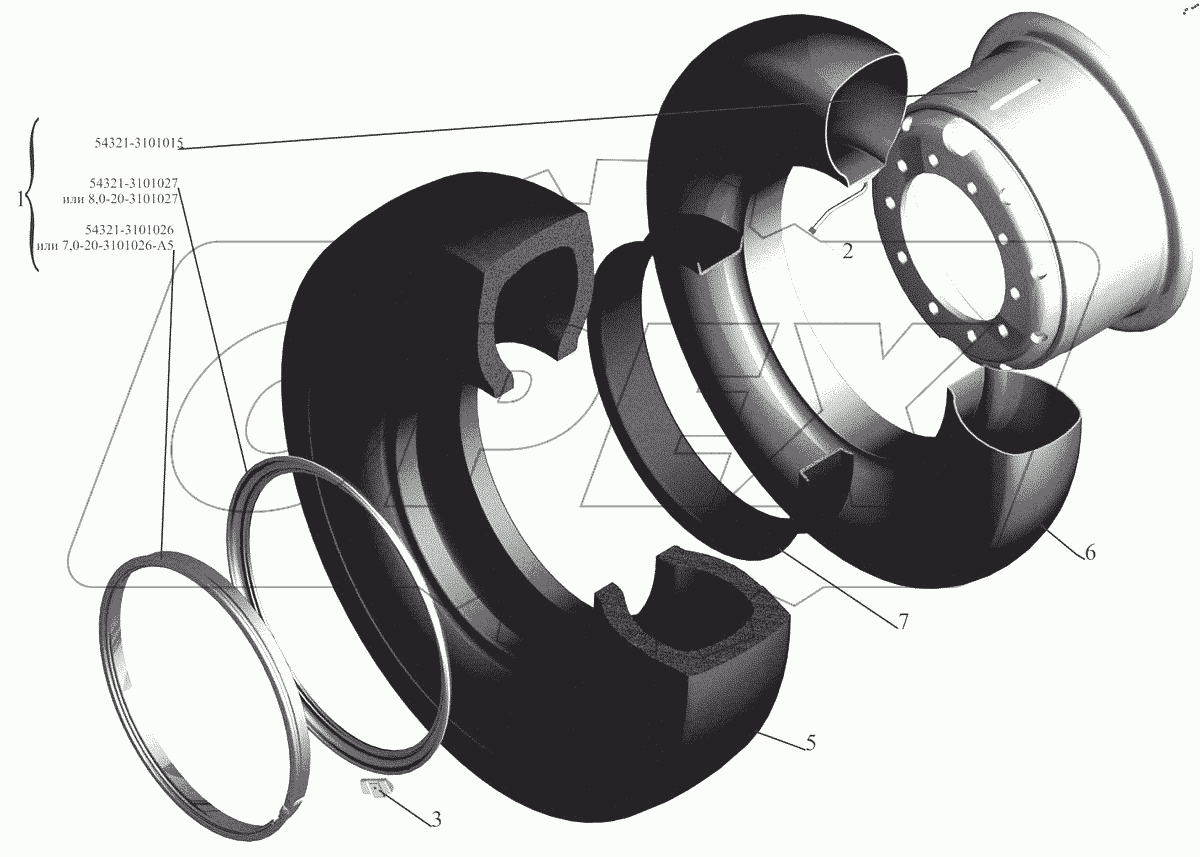  Колесо и шина 54321-3101011