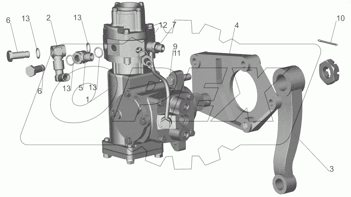  Механизм рулевой с кронштейном 6418-3400006