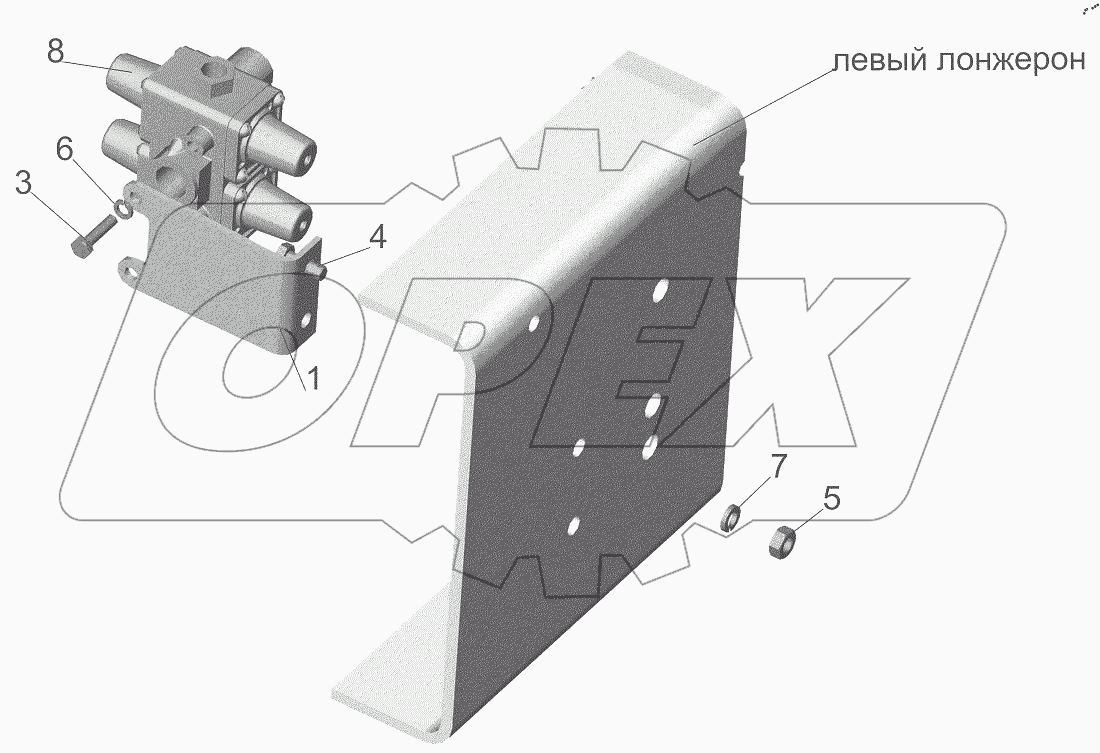  Крепление четырехконтурного клапана 650107-3515002