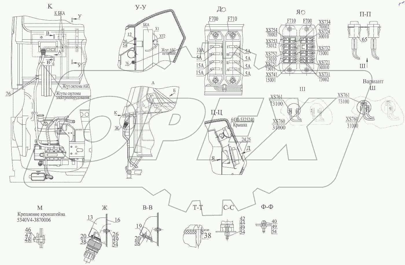  Установка электрооборудования АБС по кабине