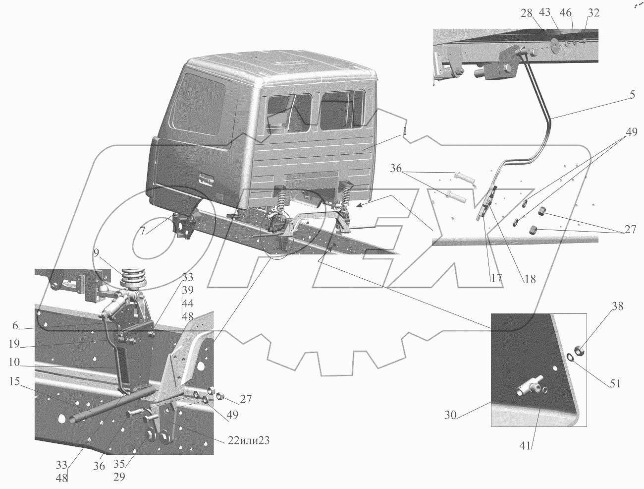  Установка кабины 6501-5000002-080