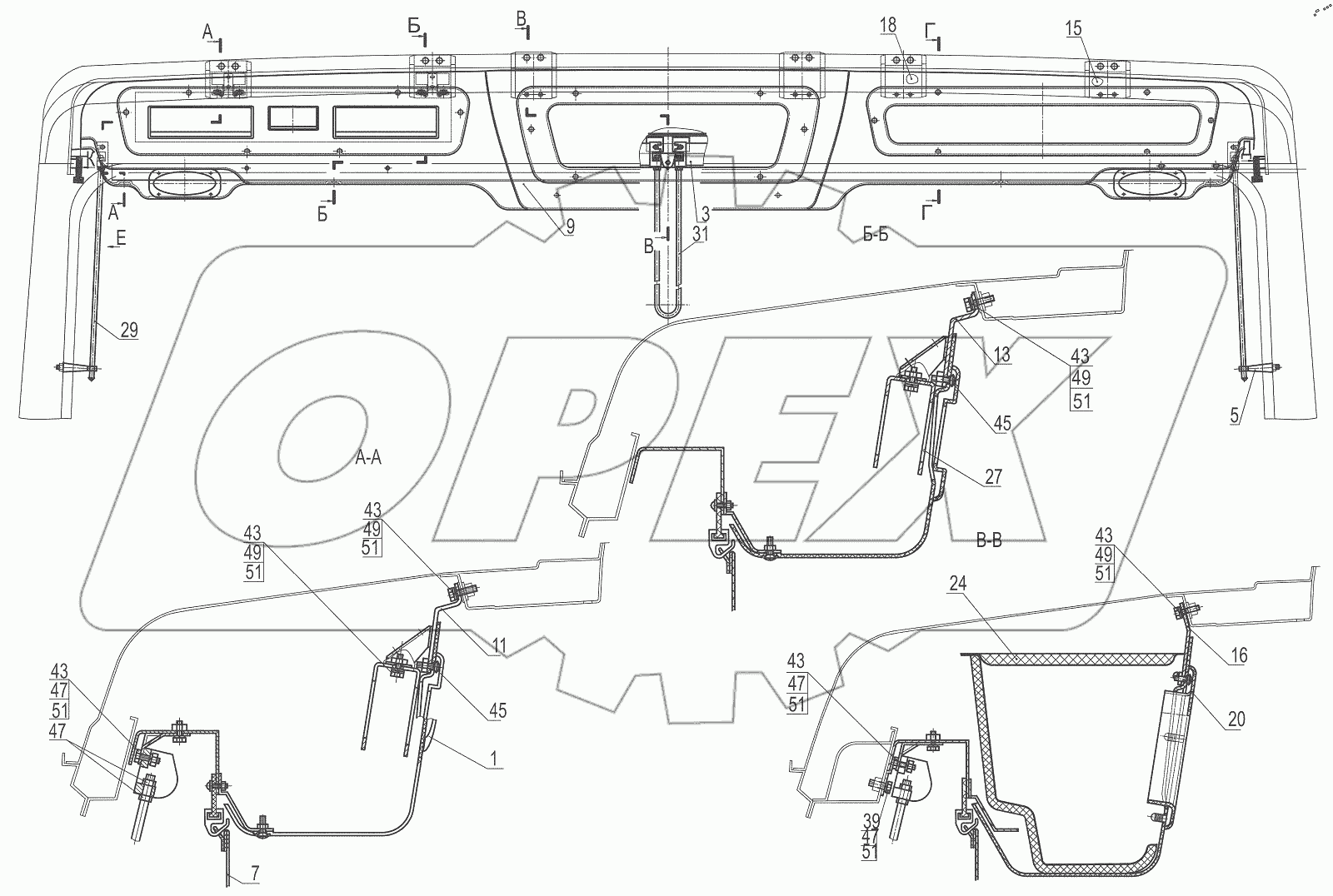  Установка полки, штор 5440-8200034