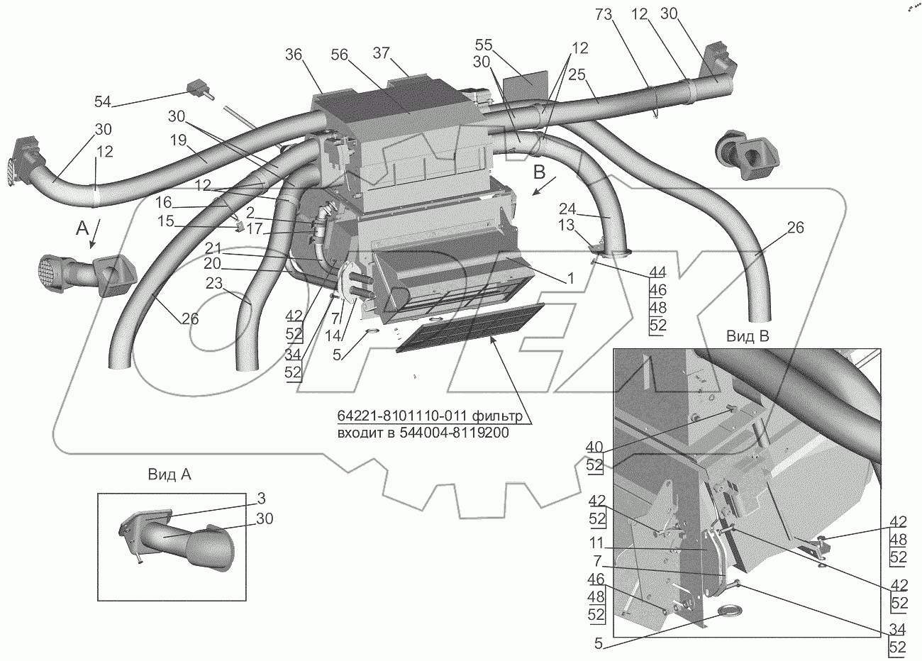  Установка отопителя 631019-8100001