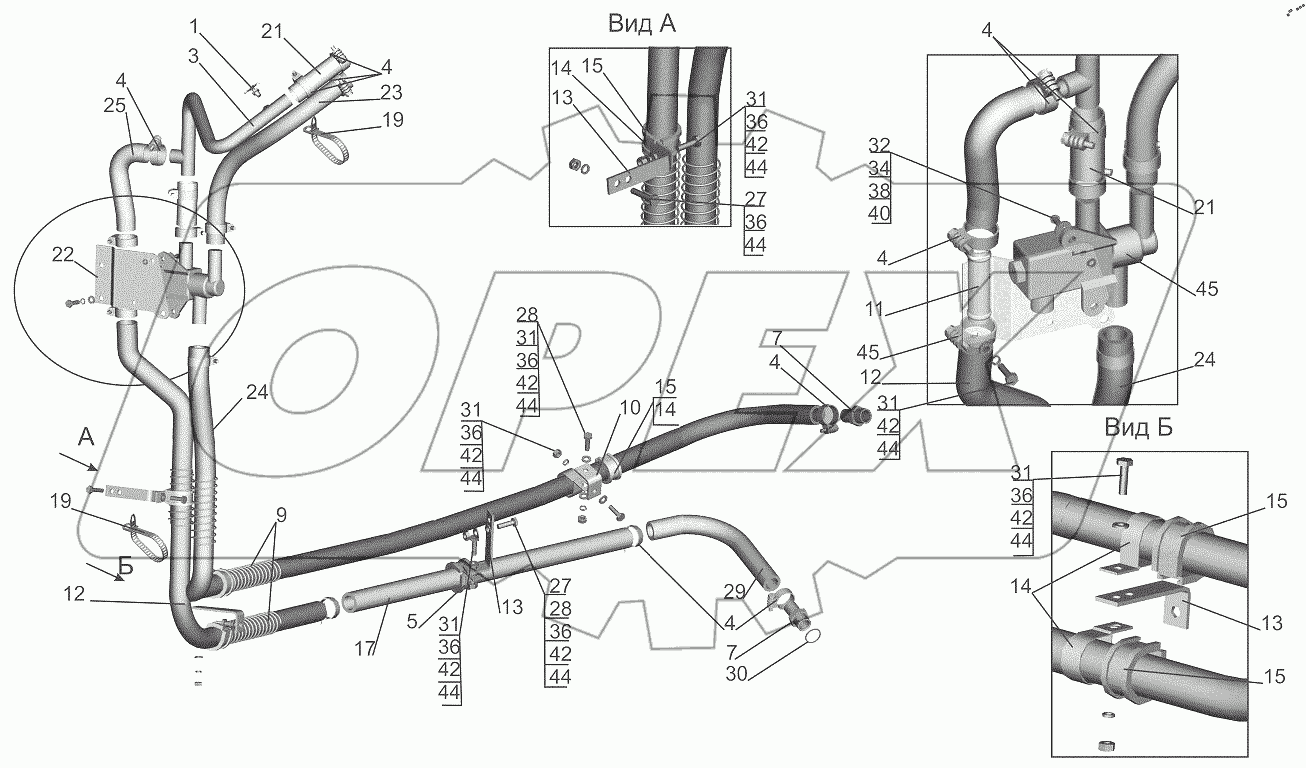  Установка шлангов отопителя 6430A9-8100006-020