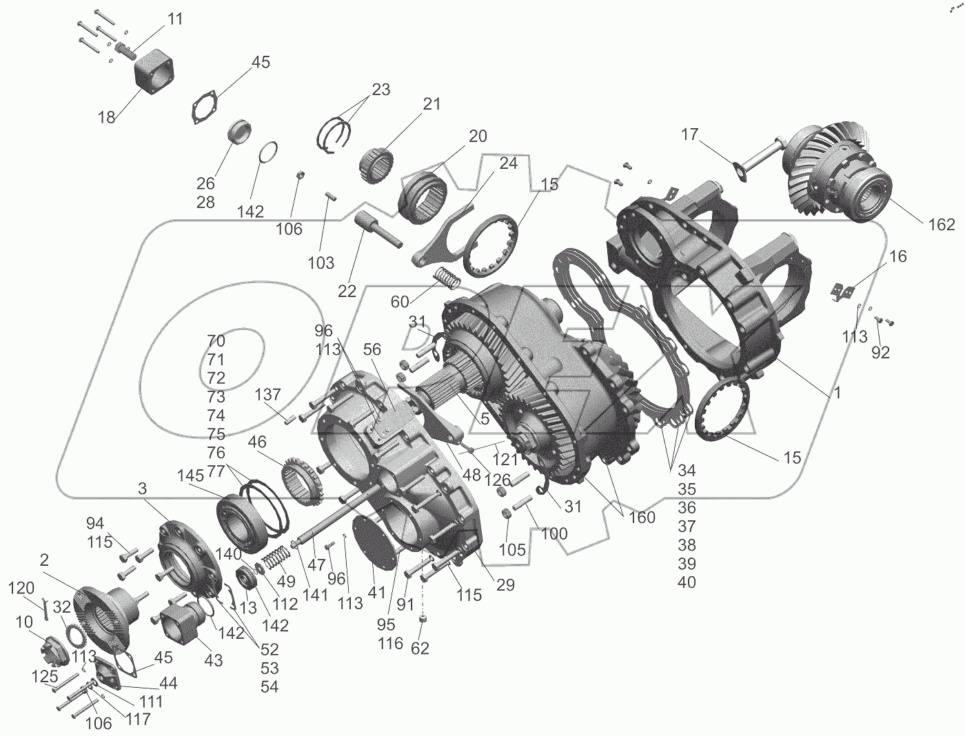  Редуктор среднего моста