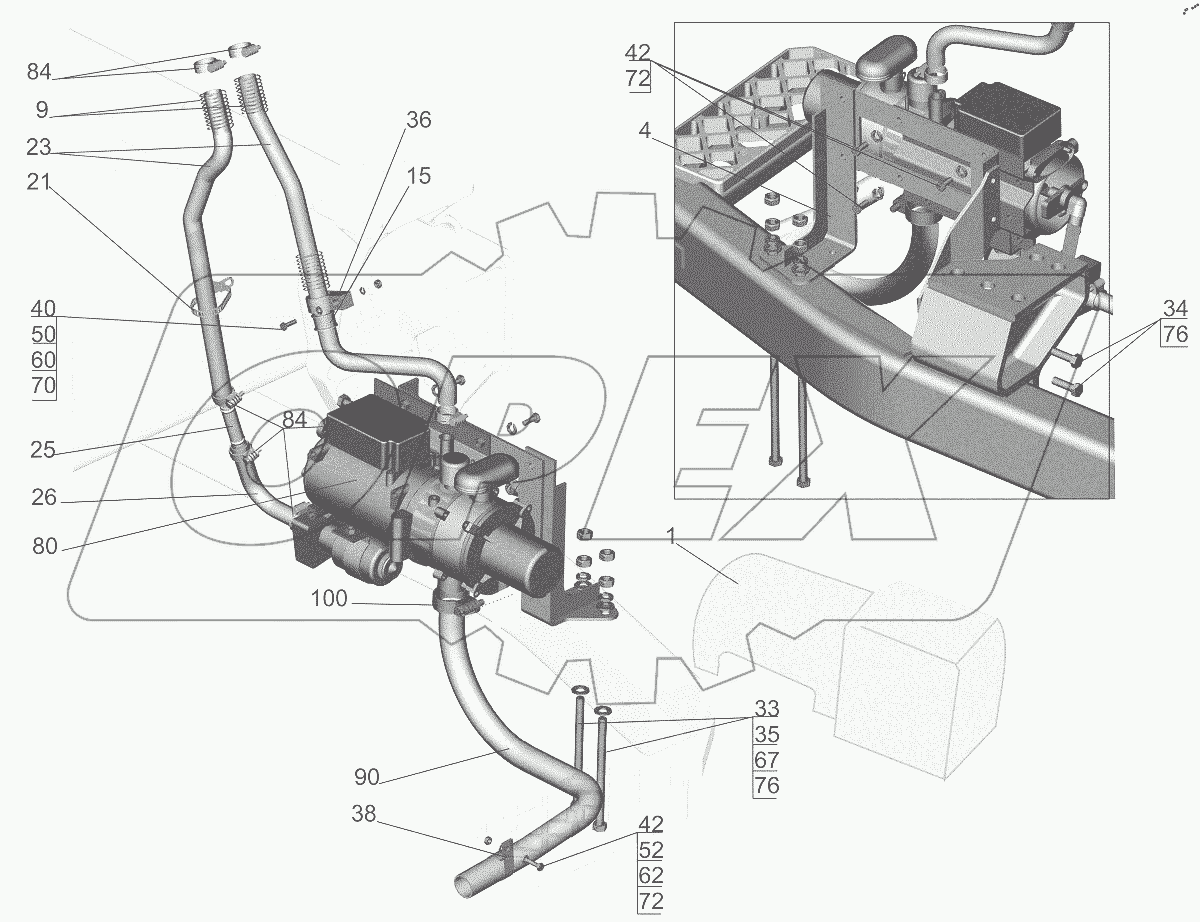  Крепление подогревателя 6501B5-1015001-040