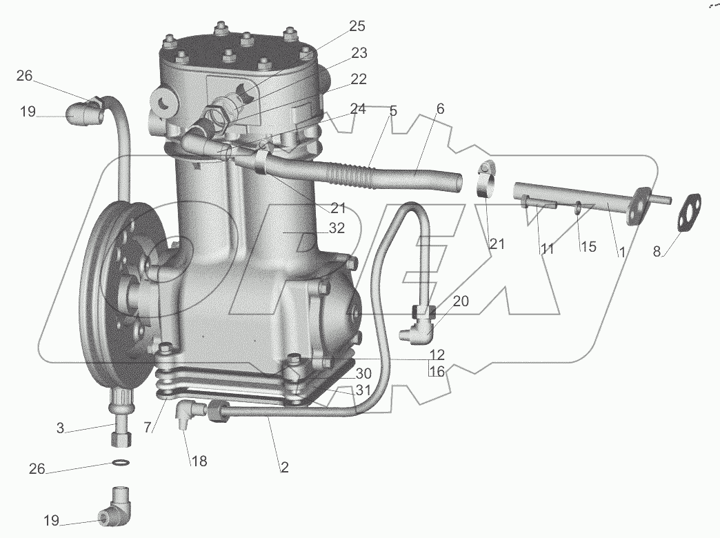 Установка пневмокомпрессора 642208-3500014