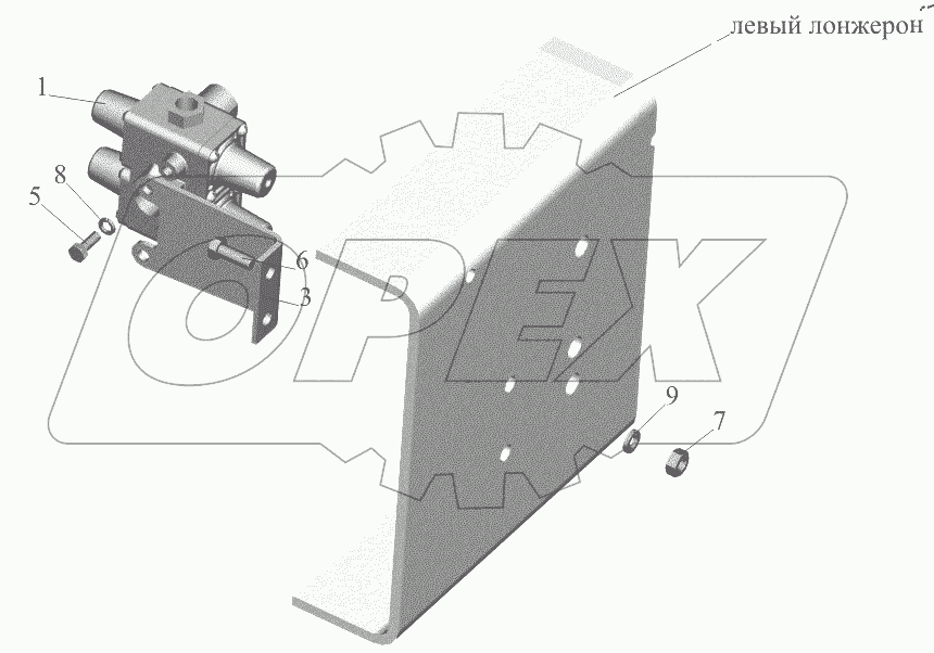  Крепление четырехконтурного клапана 643008-3515002