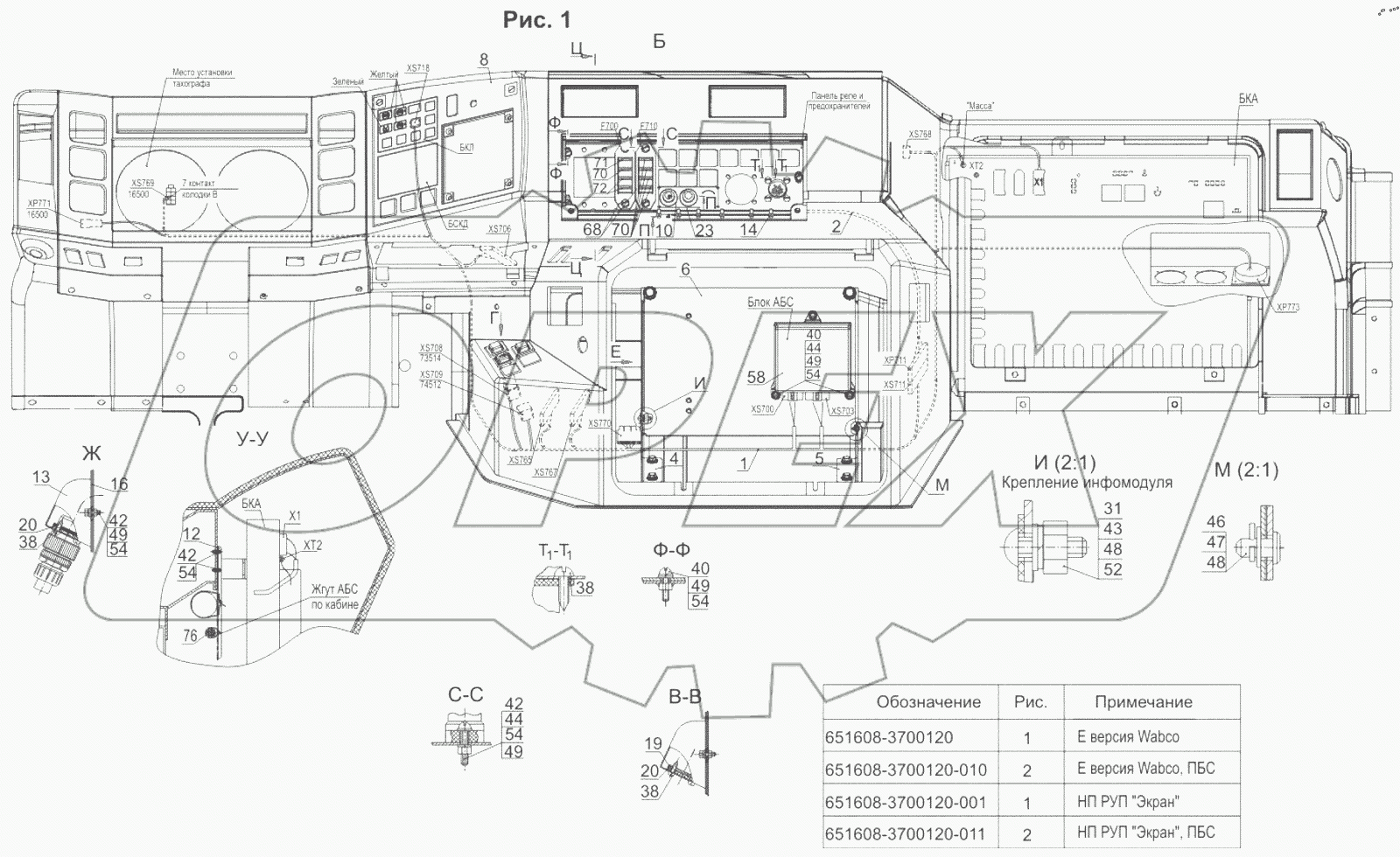  Установка электрооборудования АБС по кабине