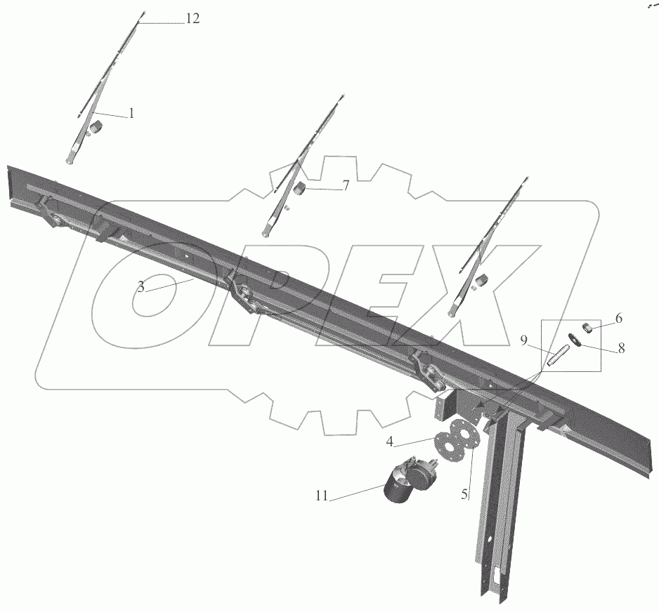 Установка стеклоочистителя 6430-3700041-001