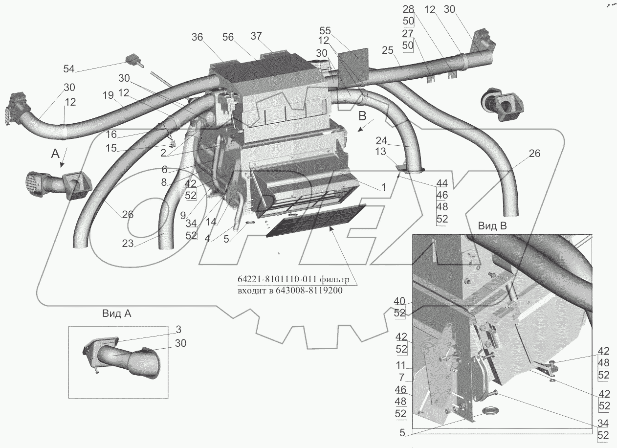  Установка отопителя 643008-8100001