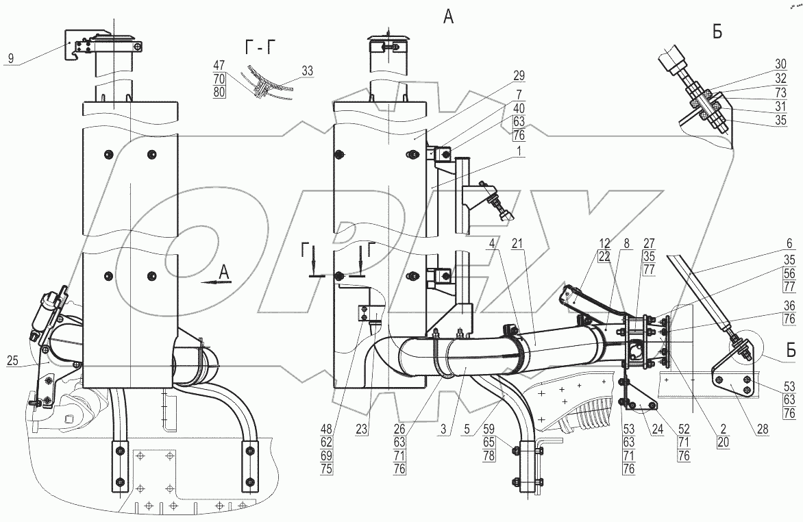  Установка системы выпуска газов 651608-1200001