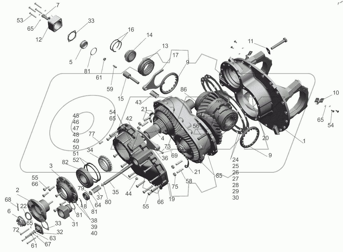  Редуктор среднего моста