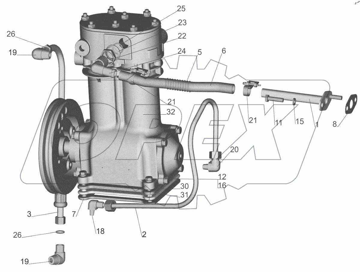  Установка пневмокомпрессора 642208-3500014