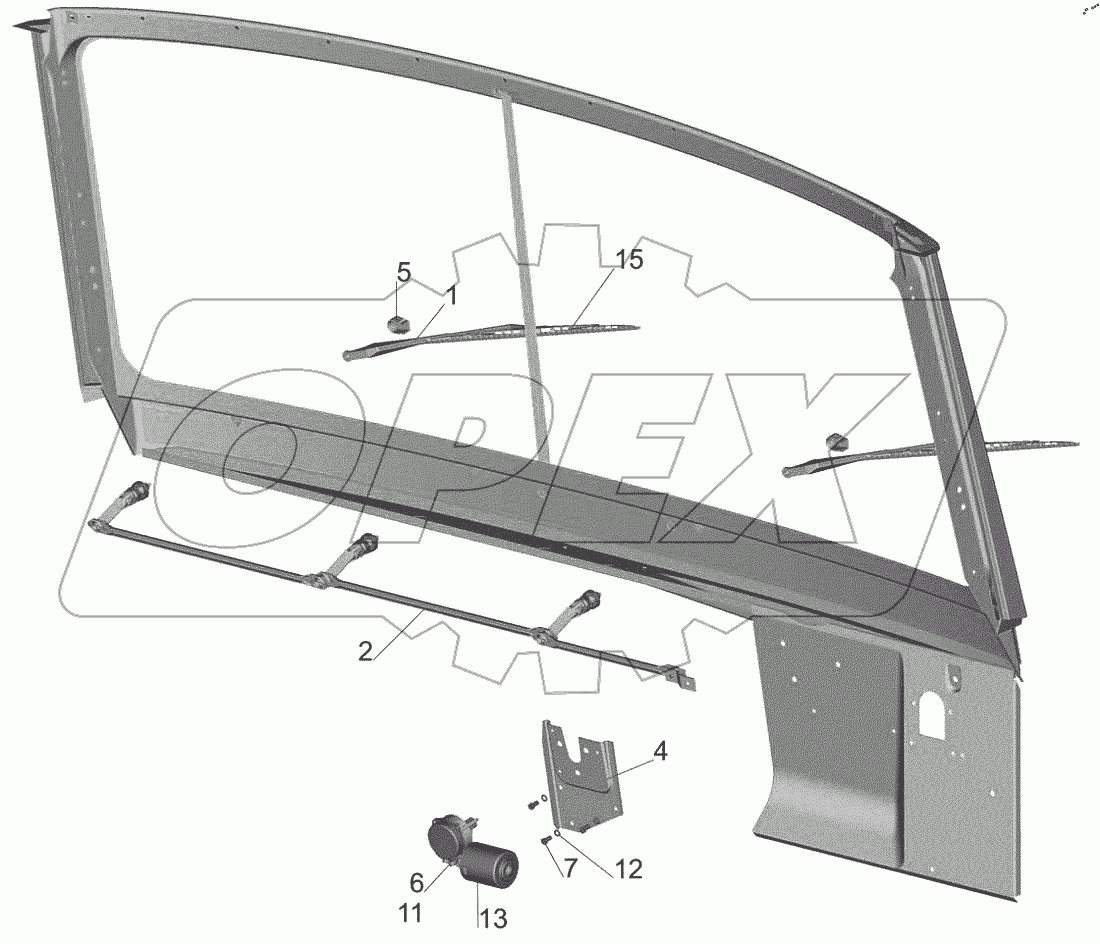  Установка стеклоочистителя 6317-3700041