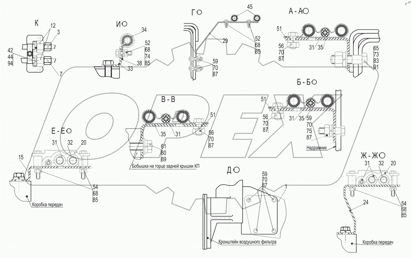  Крепление топливопроводов 6517X9-1104002-000