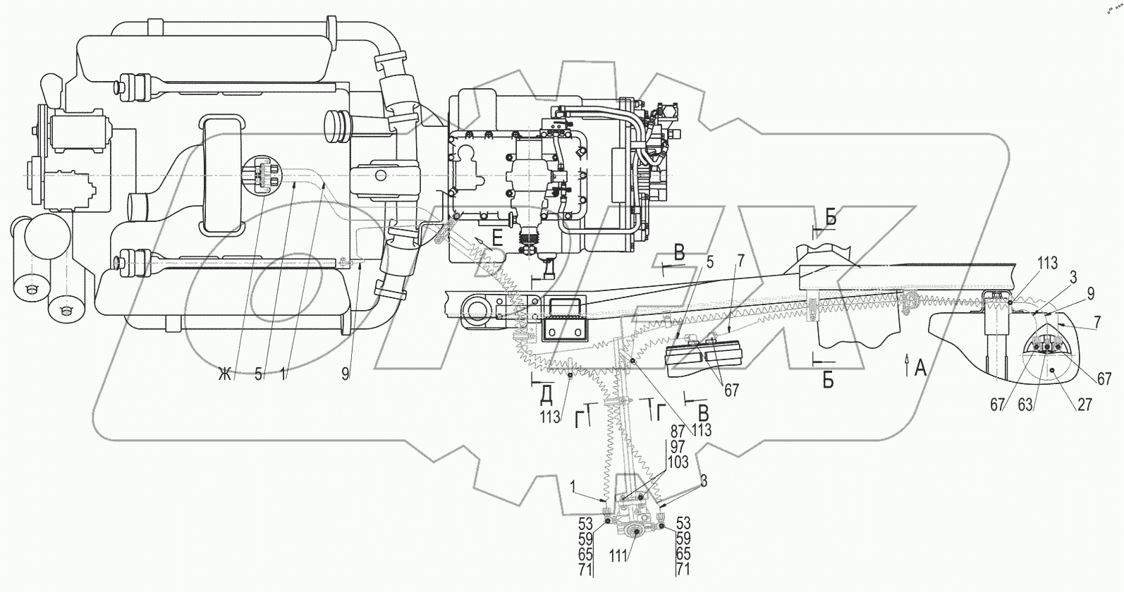  Крепление топливопроводов 6517X9-1104002-020
