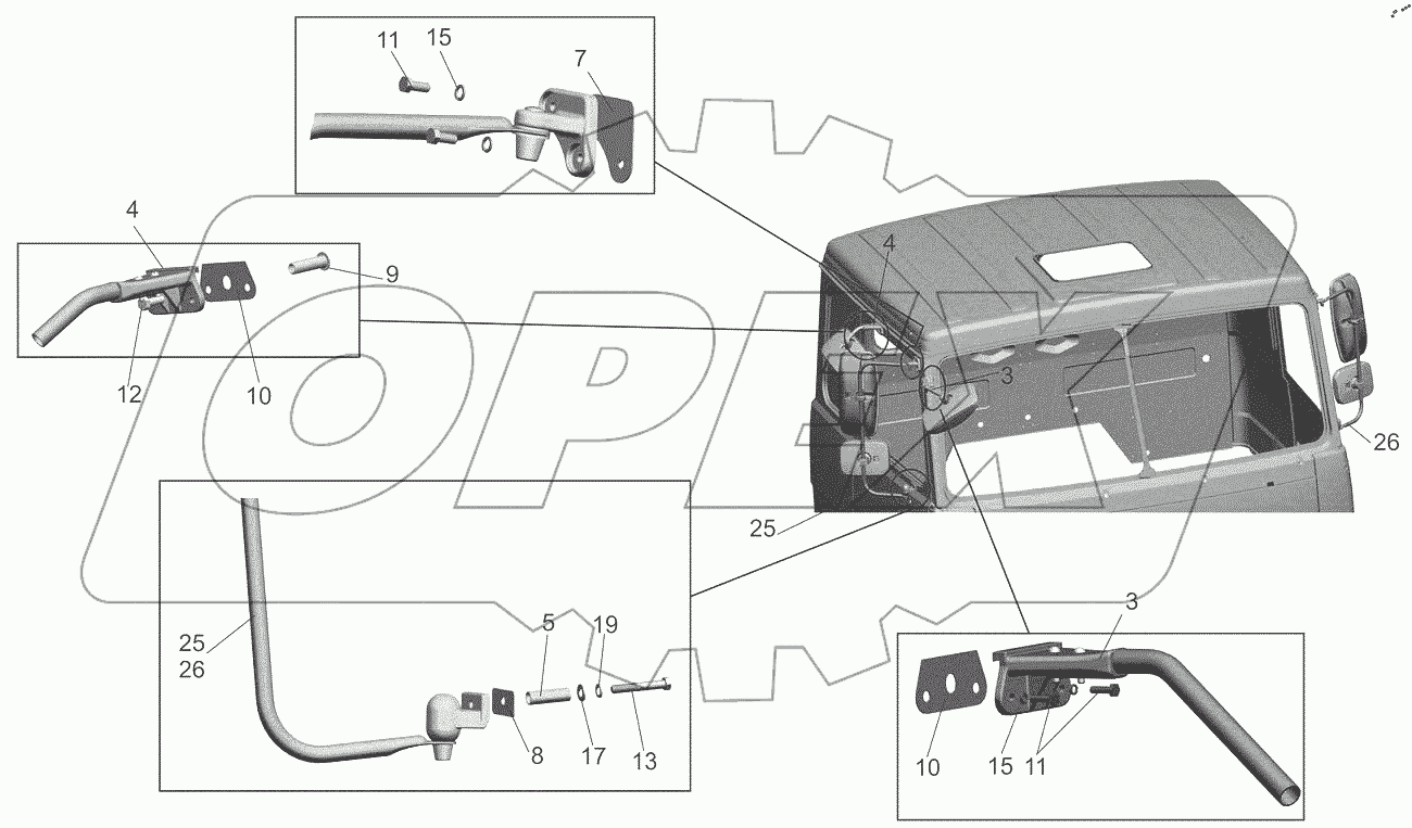  Установка зеркалодержателей