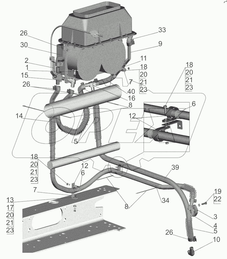  Установка шлангов отопителя 642208-8100006