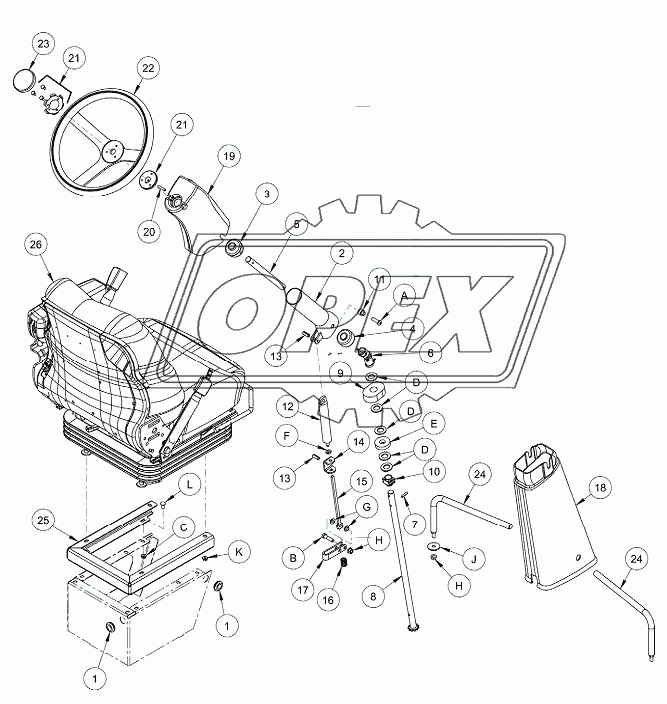 OPERATOR’S STATION-SEAT BASE AND STEERING COLUMN