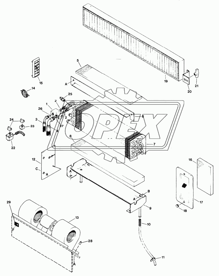 CAB AIR CONDITIONING AND BLOWER GROUP