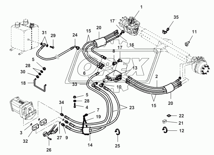 Rear Axle-4 WD-Hydraulic Lines